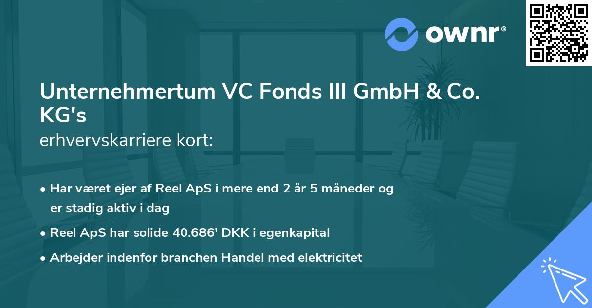 Unternehmertum VC Fonds III GmbH & Co. KG's erhvervskarriere kort