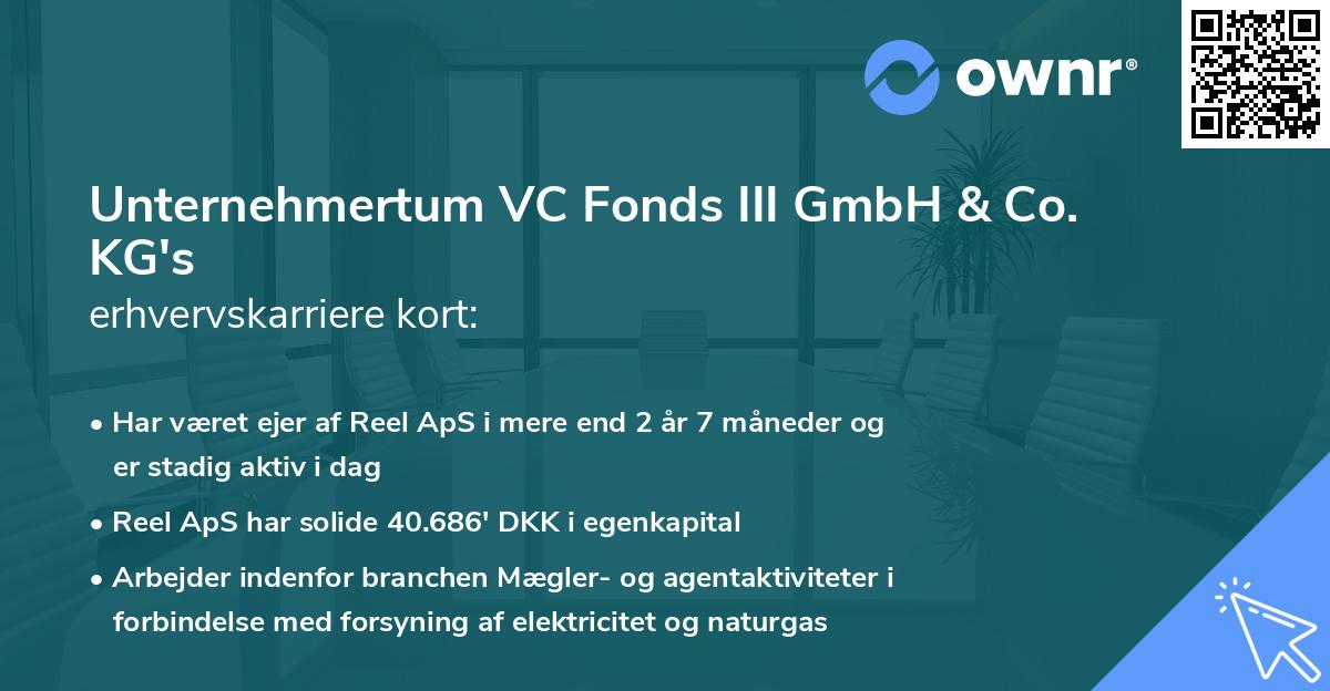 Unternehmertum VC Fonds III GmbH & Co. KG's erhvervskarriere kort