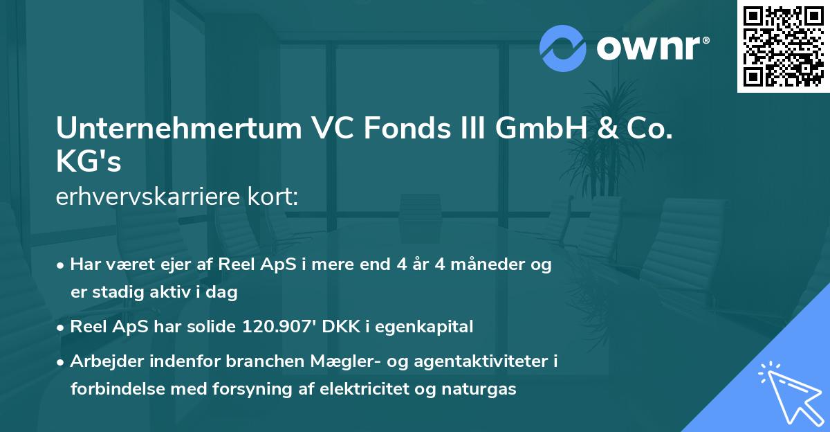 Unternehmertum VC Fonds III GmbH & Co. KG's erhvervskarriere kort