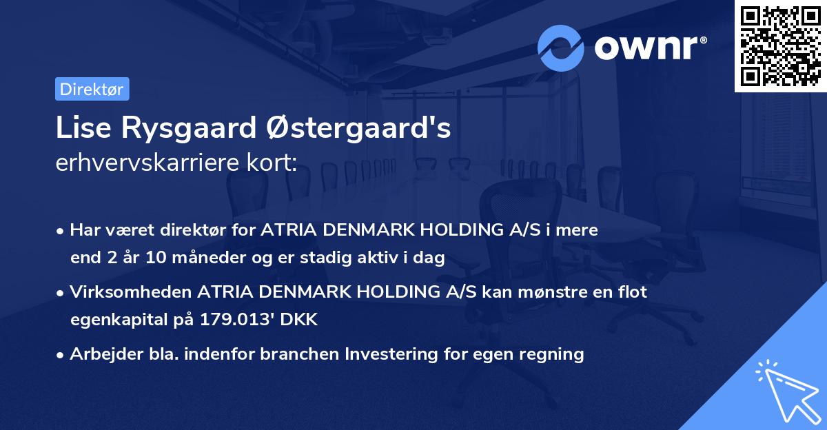 Lise Rysgaard Østergaard's erhvervskarriere kort