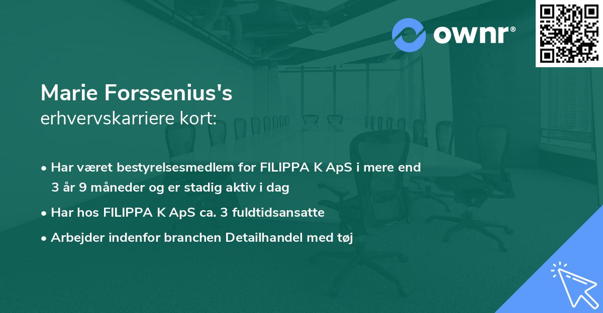 Marie Forssenius's erhvervskarriere kort