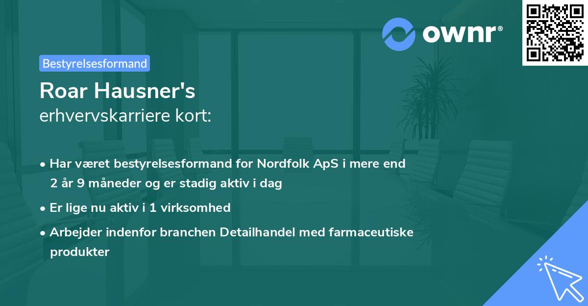 Roar Hausner's erhvervskarriere kort
