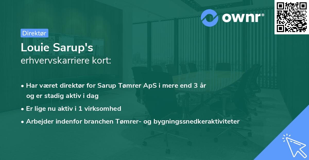 Louie Sarup's erhvervskarriere kort