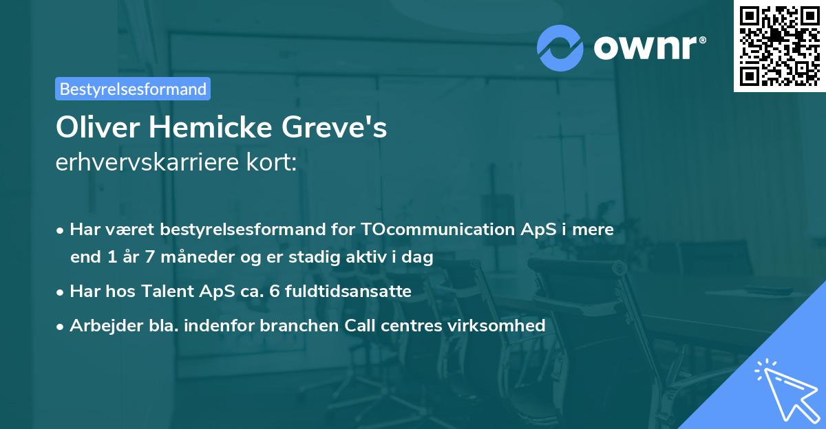 Oliver Hemicke Greve's erhvervskarriere kort