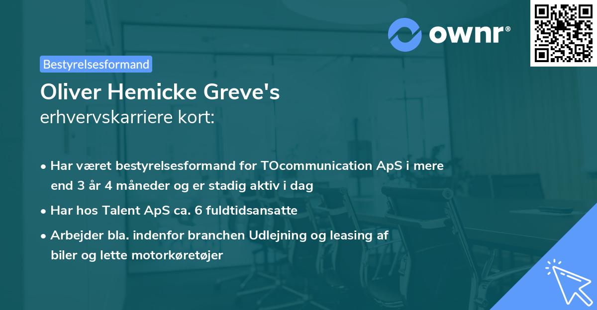Oliver Hemicke Greve's erhvervskarriere kort