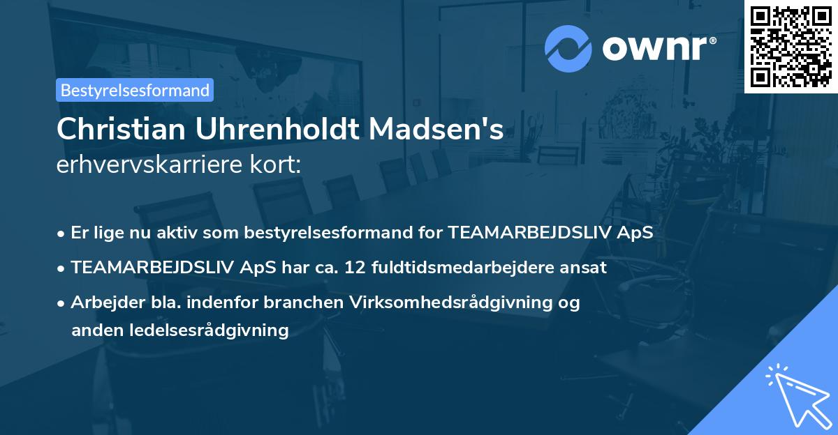 Christian Uhrenholdt Madsen's erhvervskarriere kort