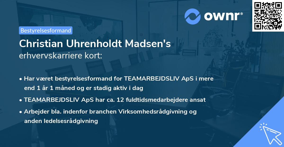 Christian Uhrenholdt Madsen's erhvervskarriere kort
