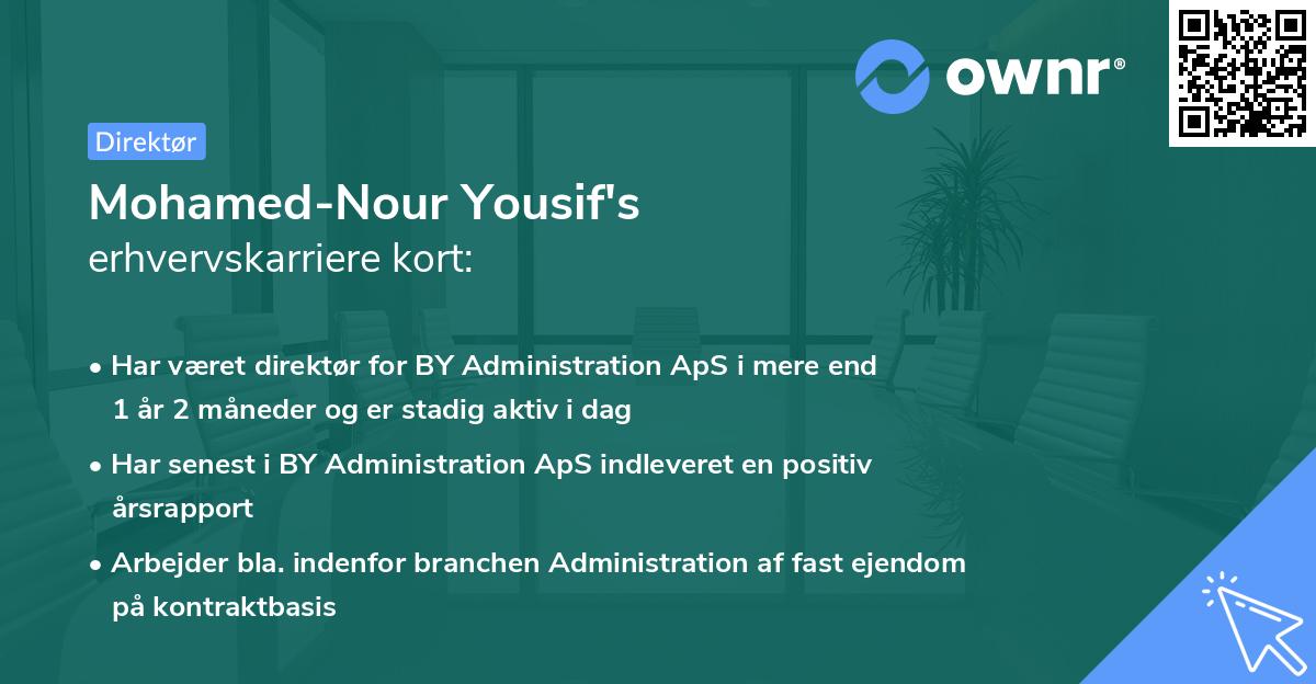 Mohamed-Nour Yousif's erhvervskarriere kort
