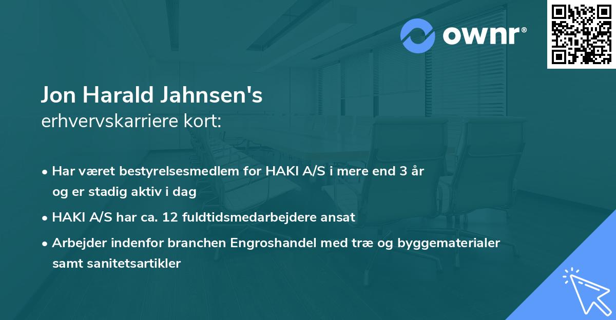 Jon Harald Jahnsen's erhvervskarriere kort