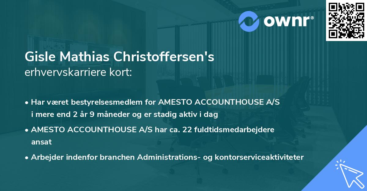 Gisle Mathias Christoffersen's erhvervskarriere kort