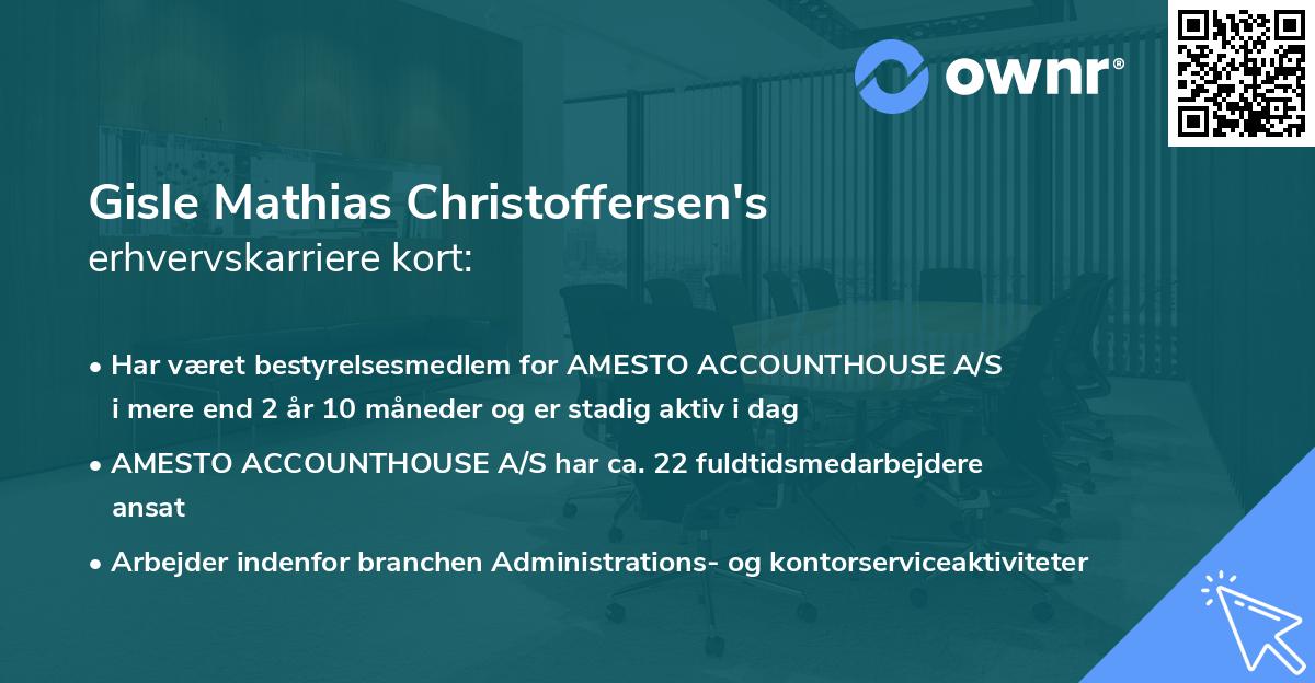 Gisle Mathias Christoffersen's erhvervskarriere kort