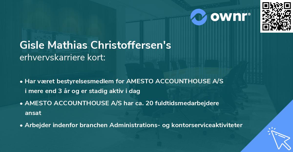 Gisle Mathias Christoffersen's erhvervskarriere kort