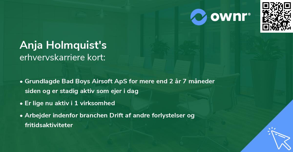 Anja Holmquist's erhvervskarriere kort