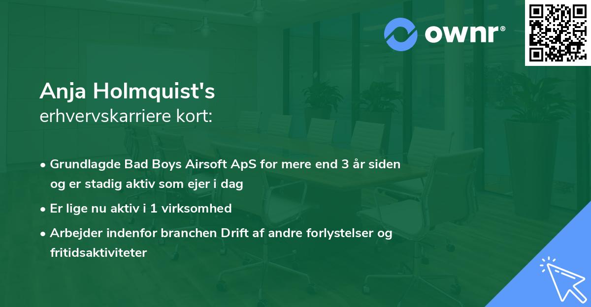 Anja Holmquist's erhvervskarriere kort