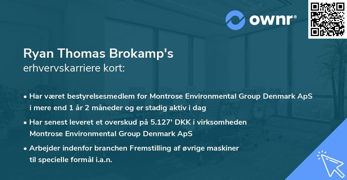 Ryan Thomas Brokamp's erhvervskarriere kort