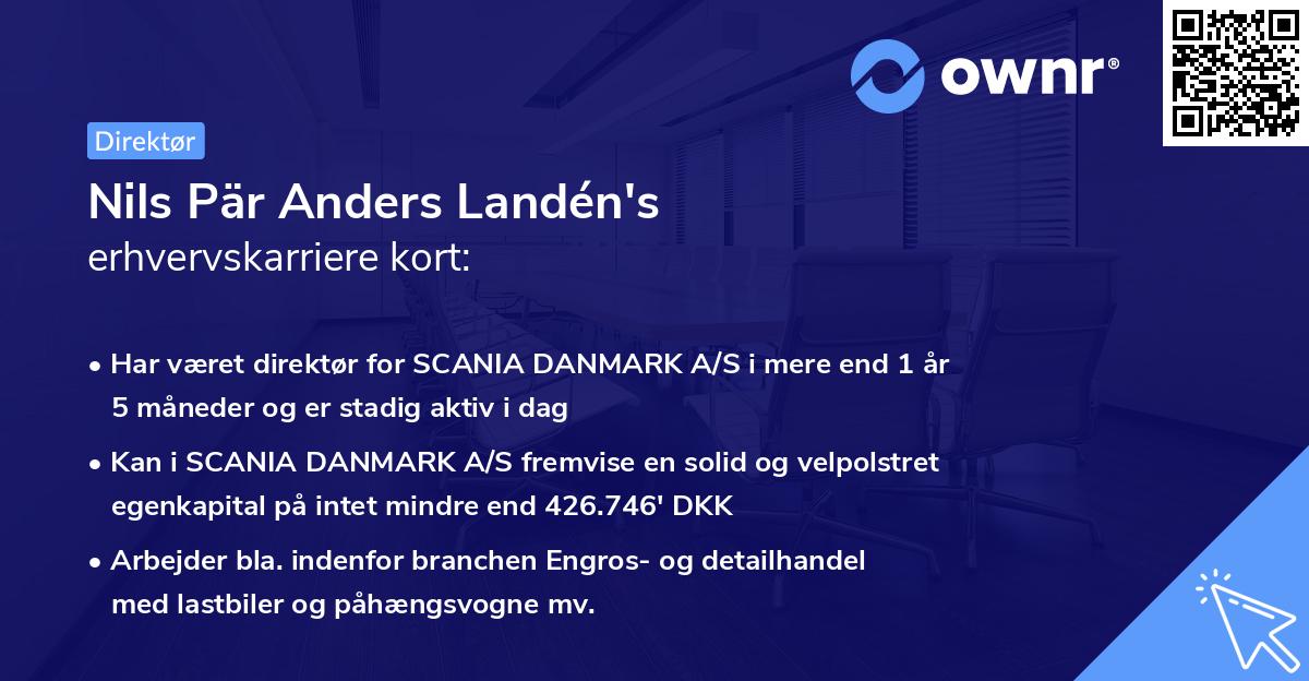 Nils Pär Anders Landén's erhvervskarriere kort