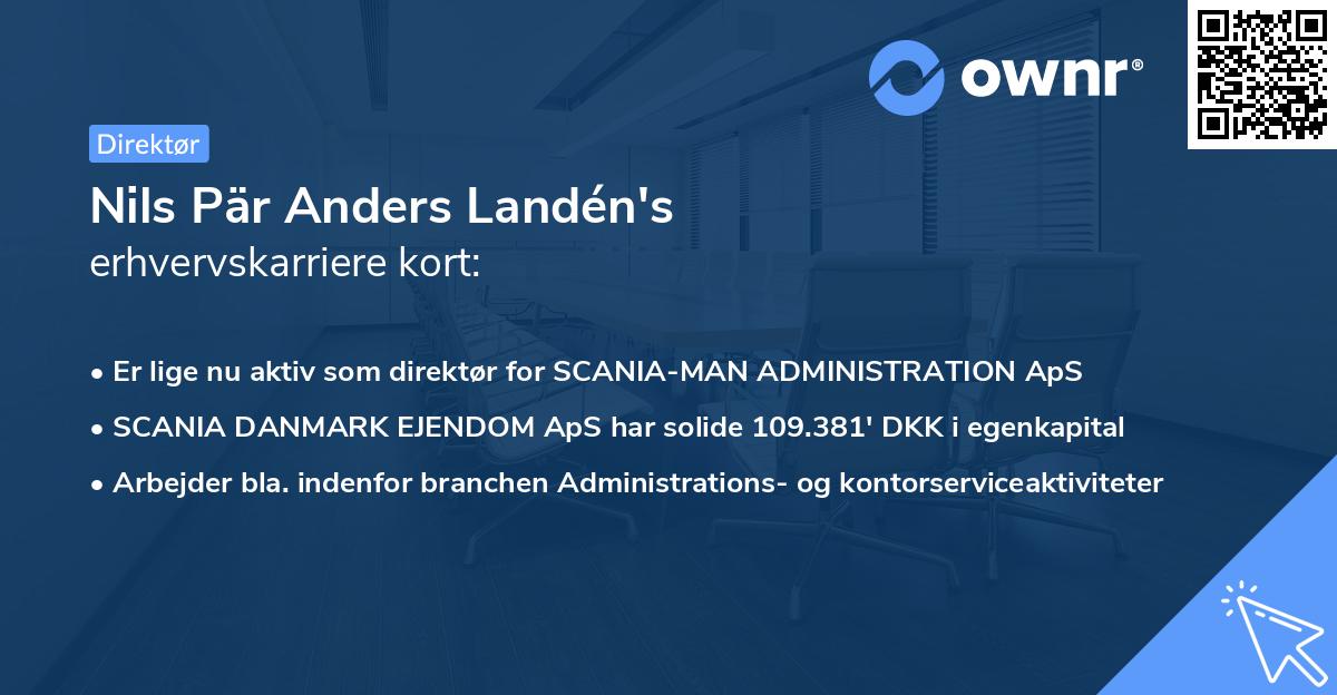 Nils Pär Anders Landén's erhvervskarriere kort
