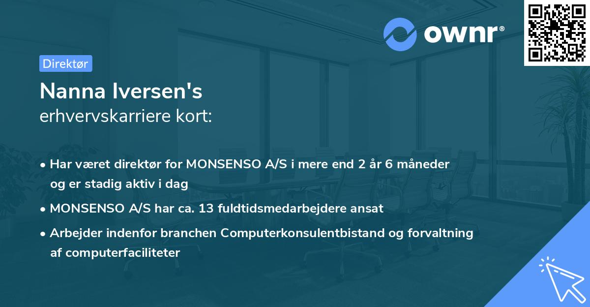Nanna Iversen's erhvervskarriere kort