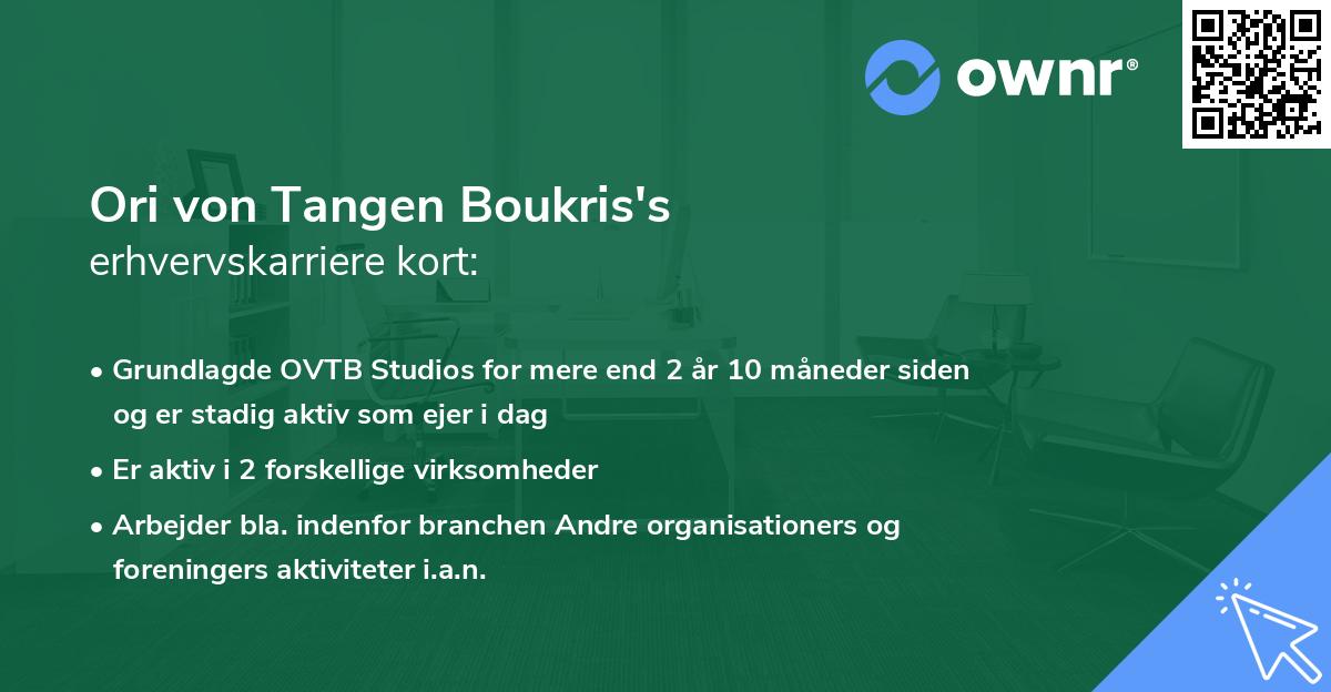 Ori von Tangen Boukris's erhvervskarriere kort