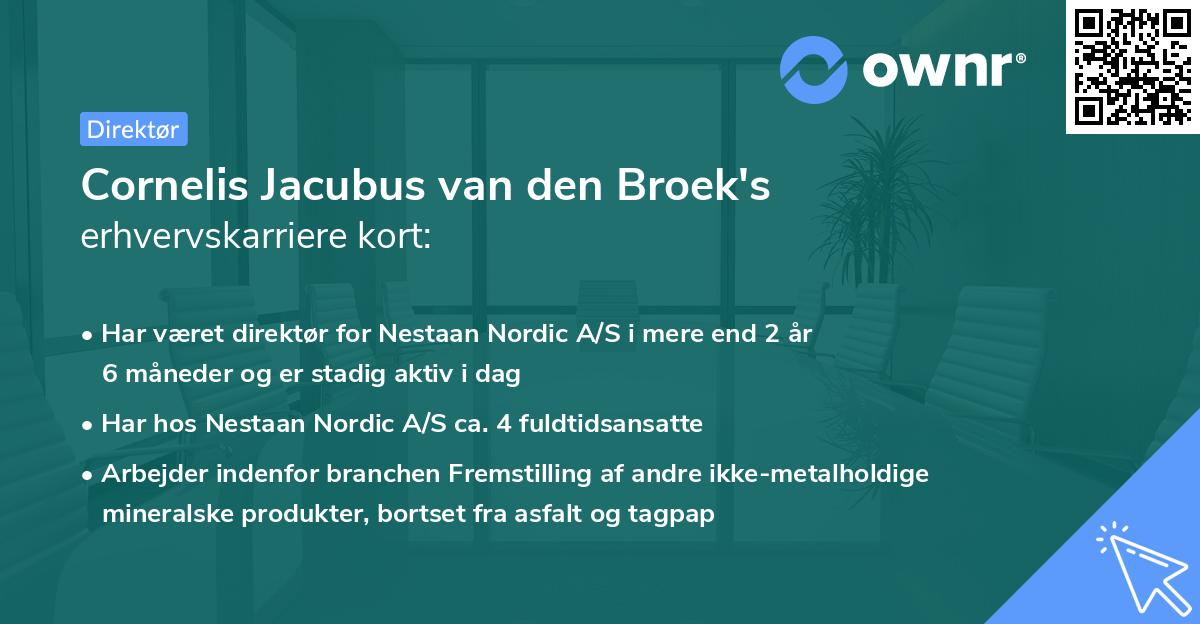 Cornelis Jacubus van den Broek's erhvervskarriere kort