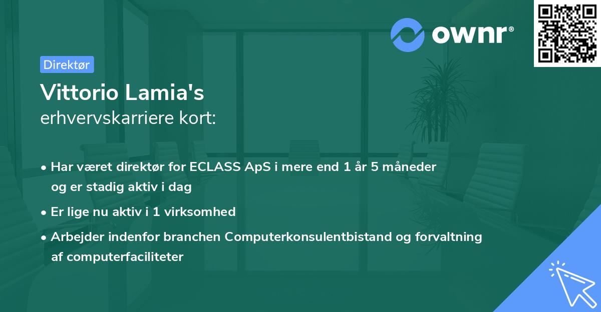 Vittorio Lamia's erhvervskarriere kort