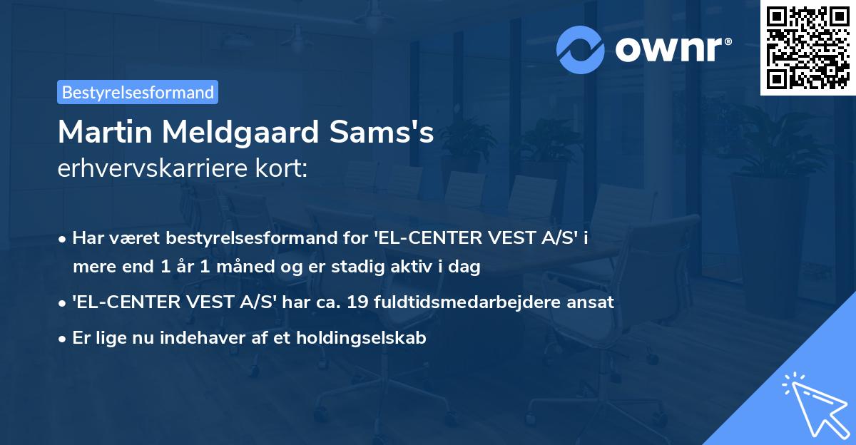 Martin Meldgaard Sams's erhvervskarriere kort