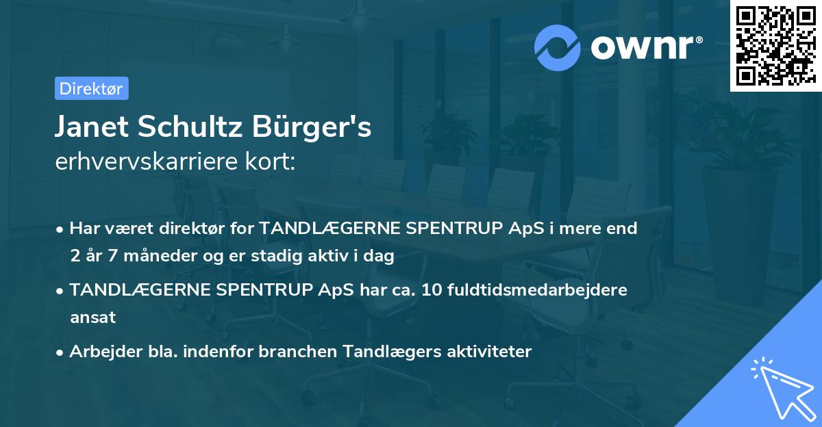 Janet Schultz Bürger's erhvervskarriere kort