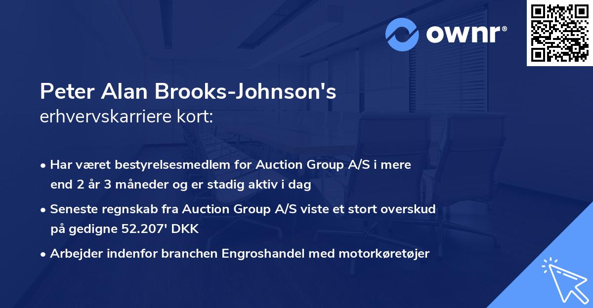 Peter Alan Brooks-Johnson's erhvervskarriere kort