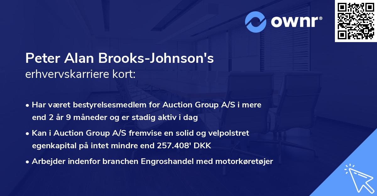 Peter Alan Brooks-Johnson's erhvervskarriere kort