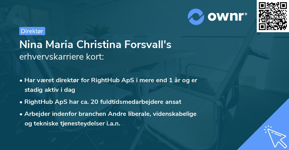 Nina Maria Christina Forsvall's erhvervskarriere kort