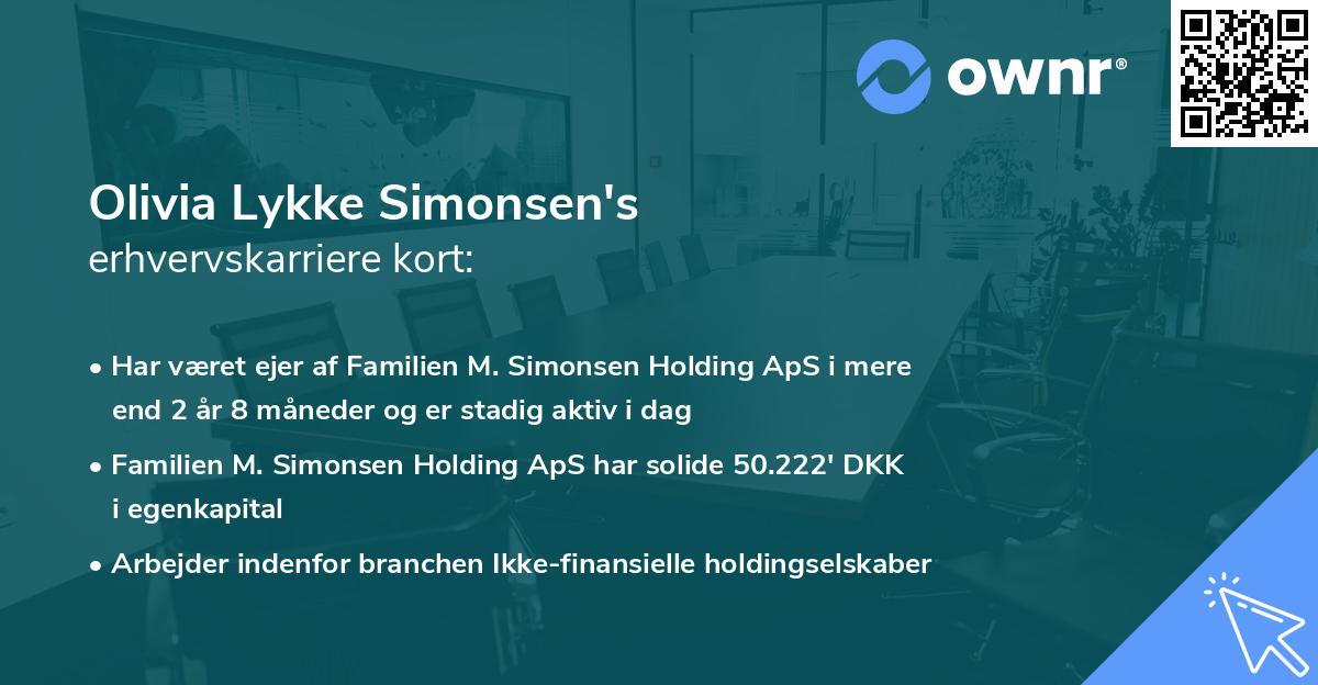 Olivia Lykke Simonsen's erhvervskarriere kort