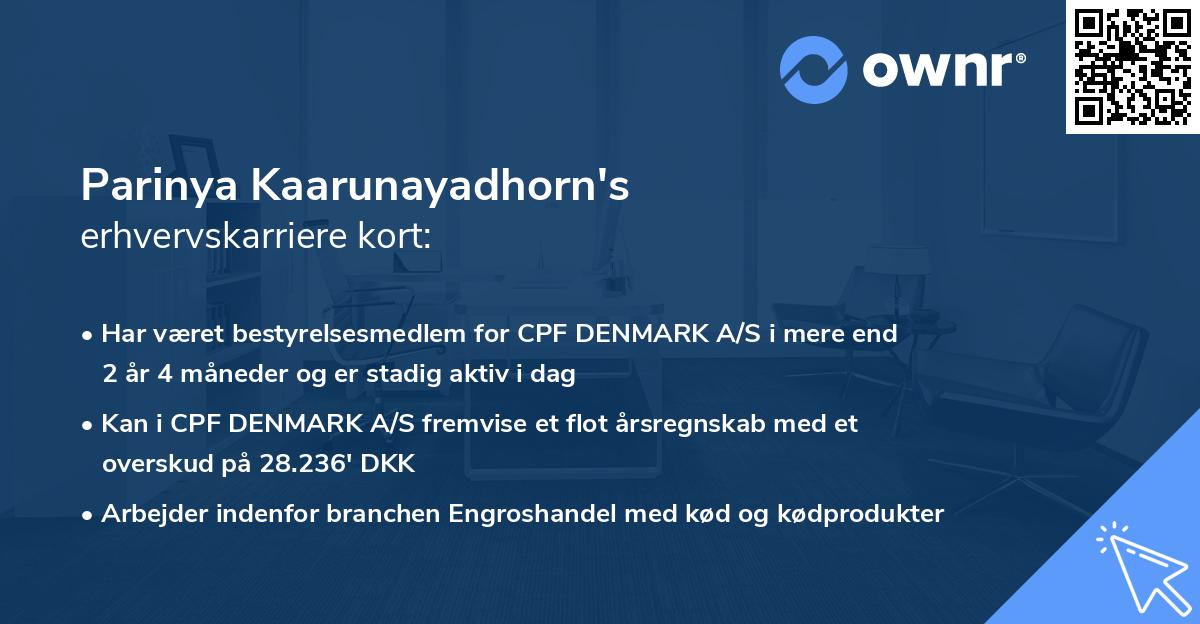 Parinya Kaarunayadhorn's erhvervskarriere kort
