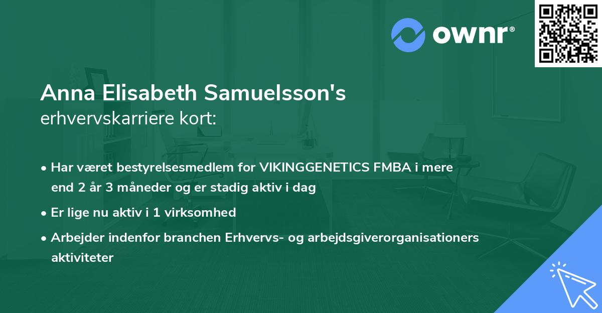 Anna Elisabeth Samuelsson's erhvervskarriere kort