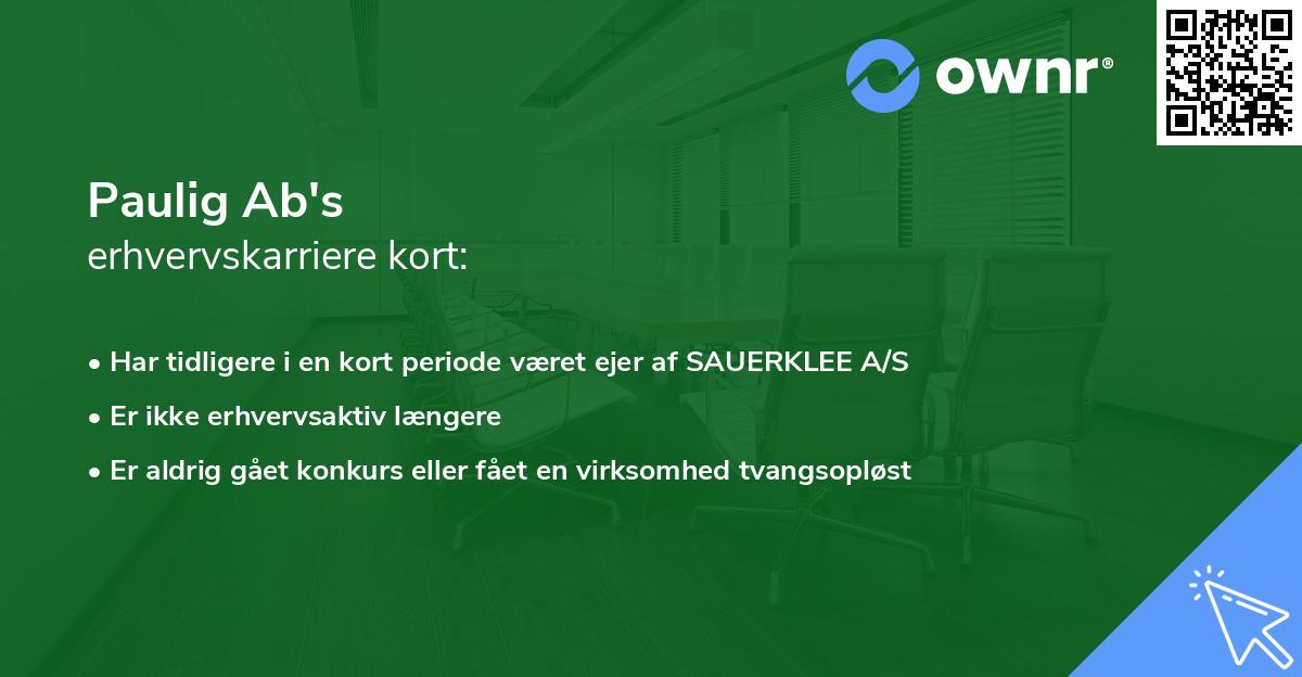 Paulig Ab's erhvervskarriere kort