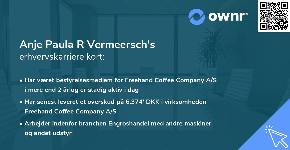 Anje Paula R Vermeersch's erhvervskarriere kort