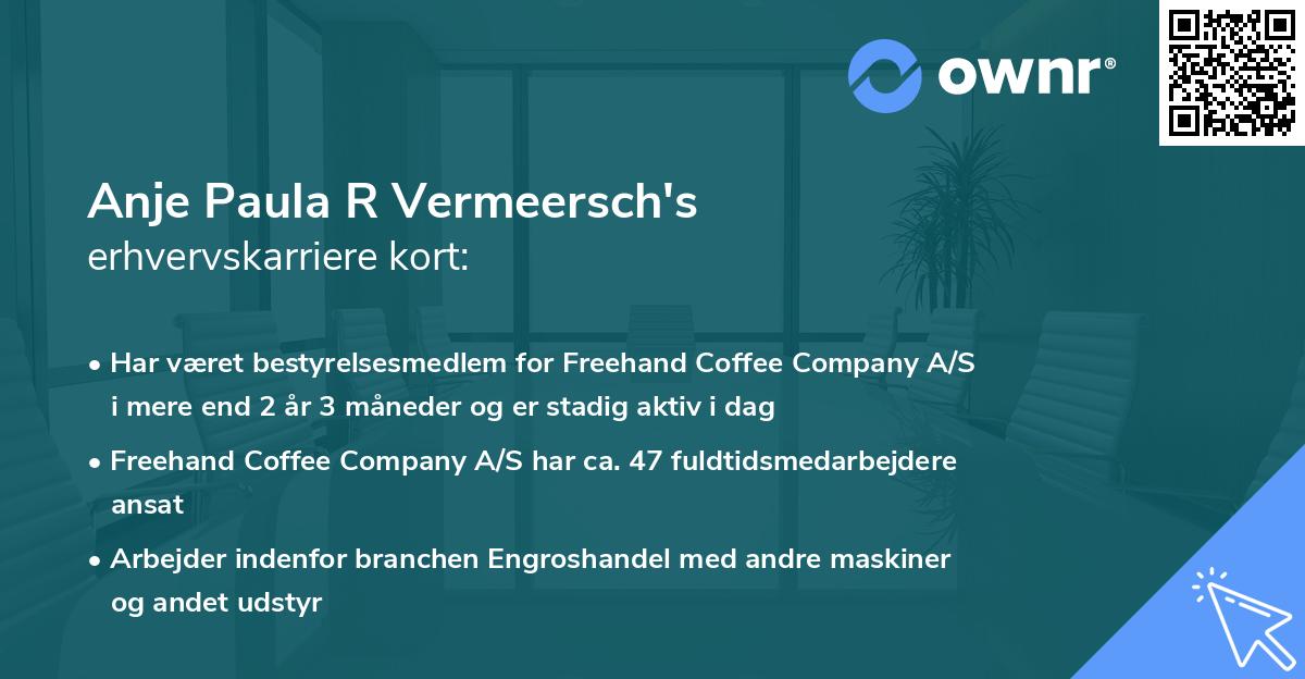 Anje Paula R Vermeersch's erhvervskarriere kort