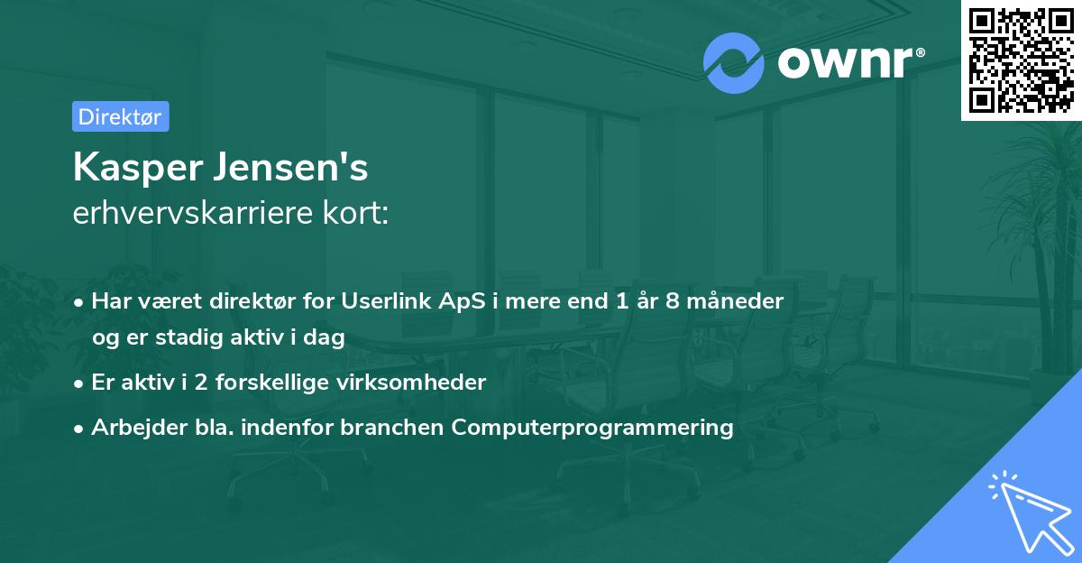 Kasper Jensen's erhvervskarriere kort