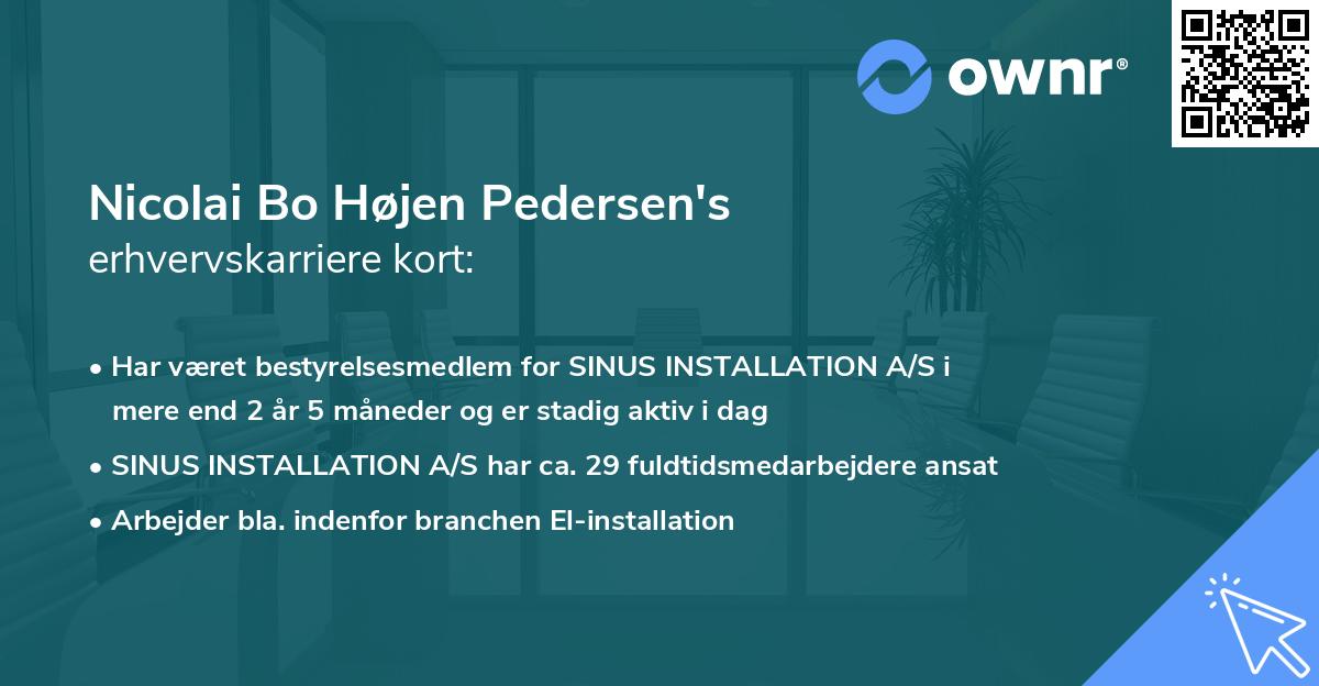 Nicolai Bo Højen Pedersen's erhvervskarriere kort