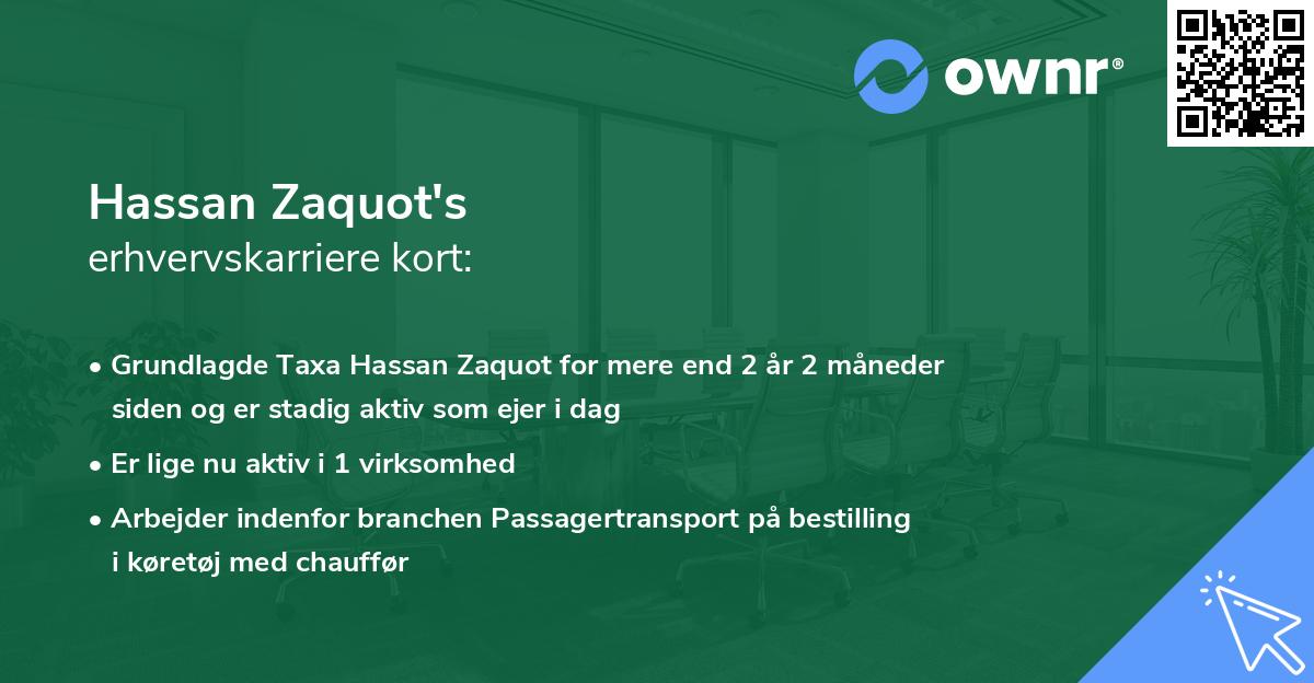 Hassan Zaquot's erhvervskarriere kort
