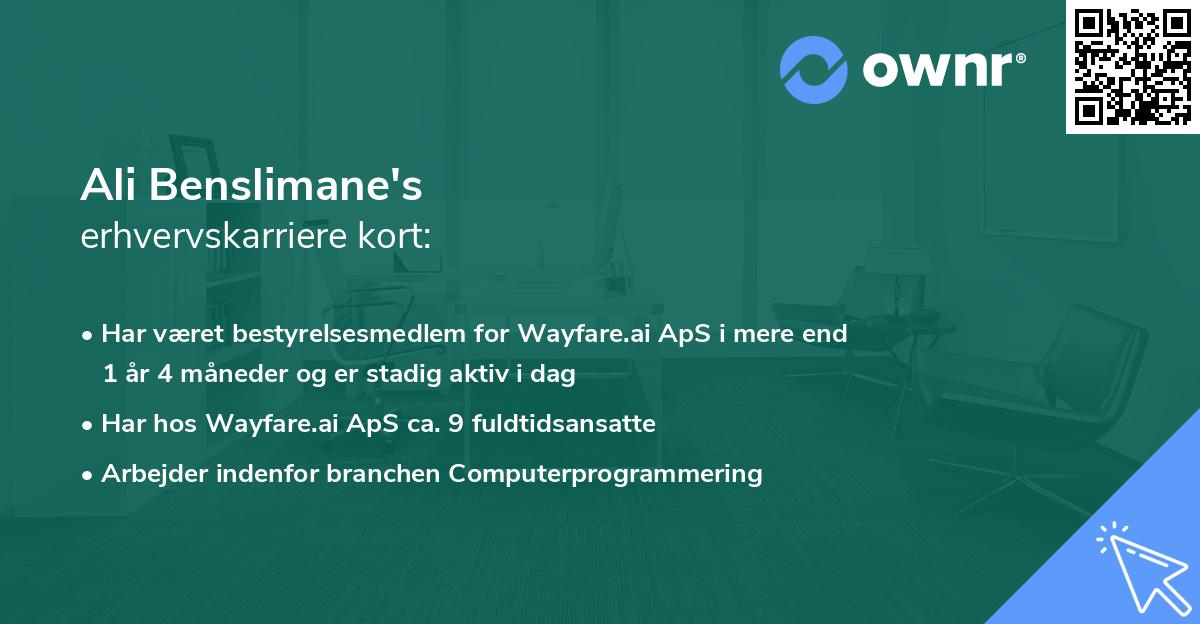 Ali Benslimane's erhvervskarriere kort