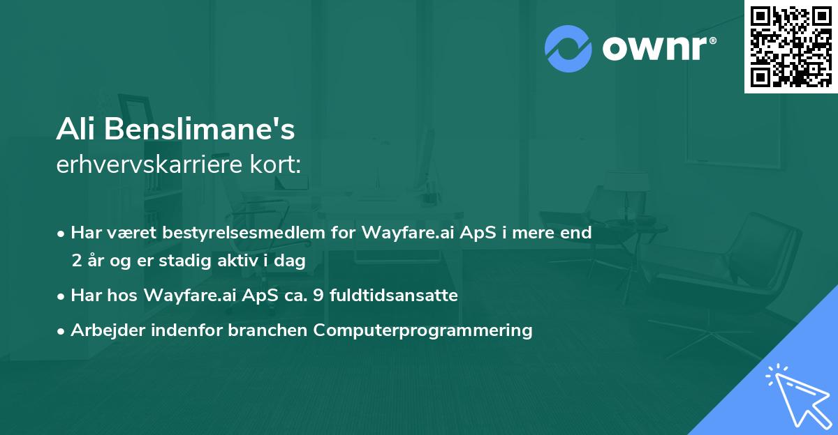 Ali Benslimane's erhvervskarriere kort