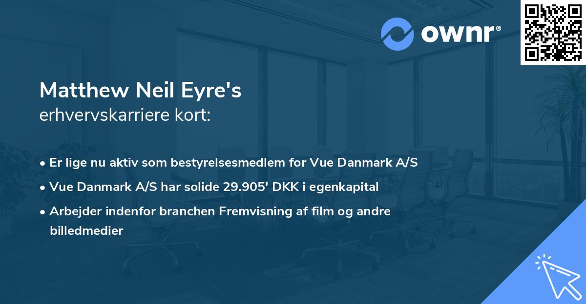 Matthew Neil Eyre's erhvervskarriere kort