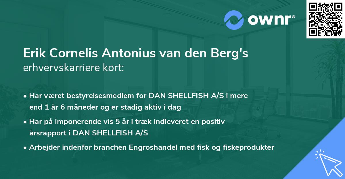 Erik Cornelis Antonius van den Berg's erhvervskarriere kort