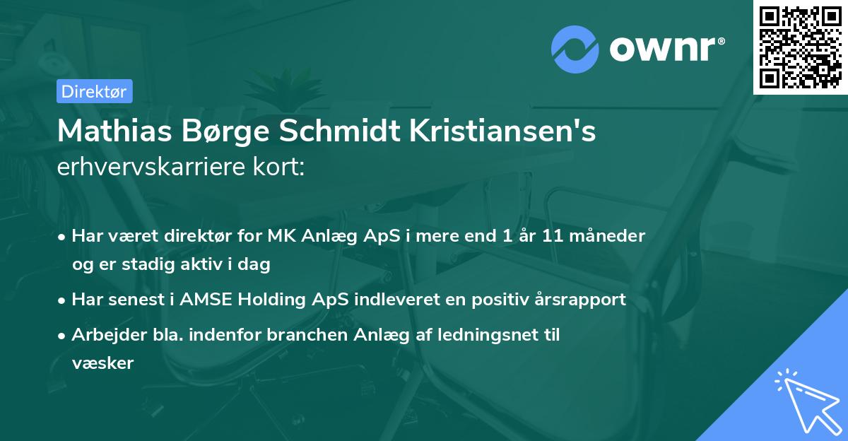 Mathias Børge Schmidt Kristiansen's erhvervskarriere kort