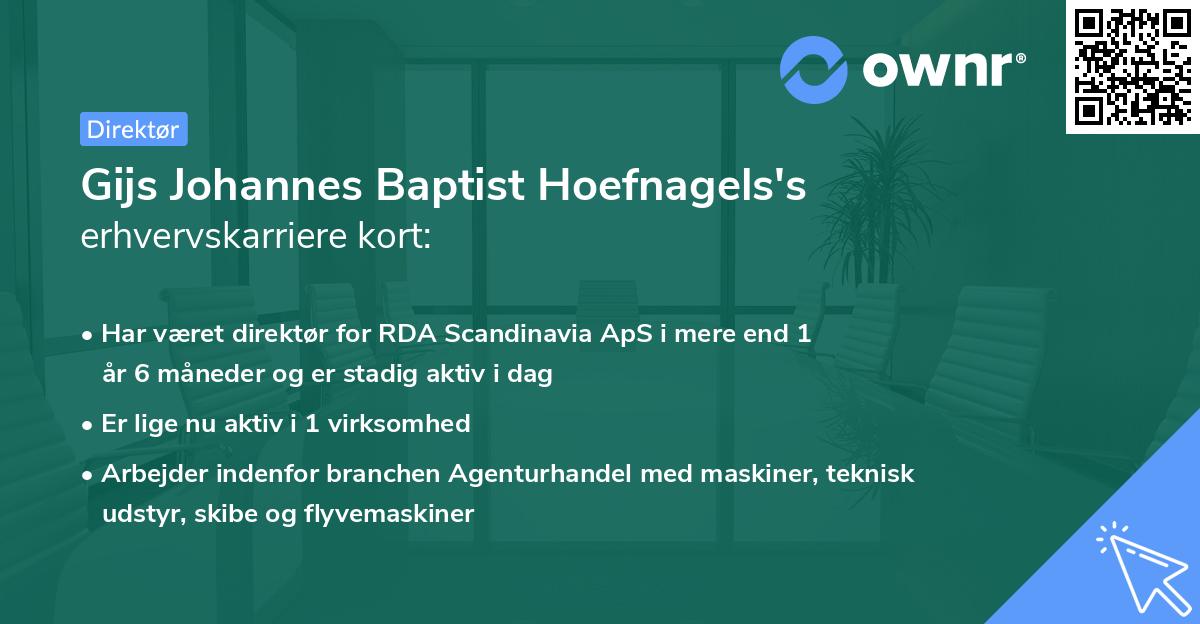 Gijs Johannes Baptist Hoefnagels's erhvervskarriere kort