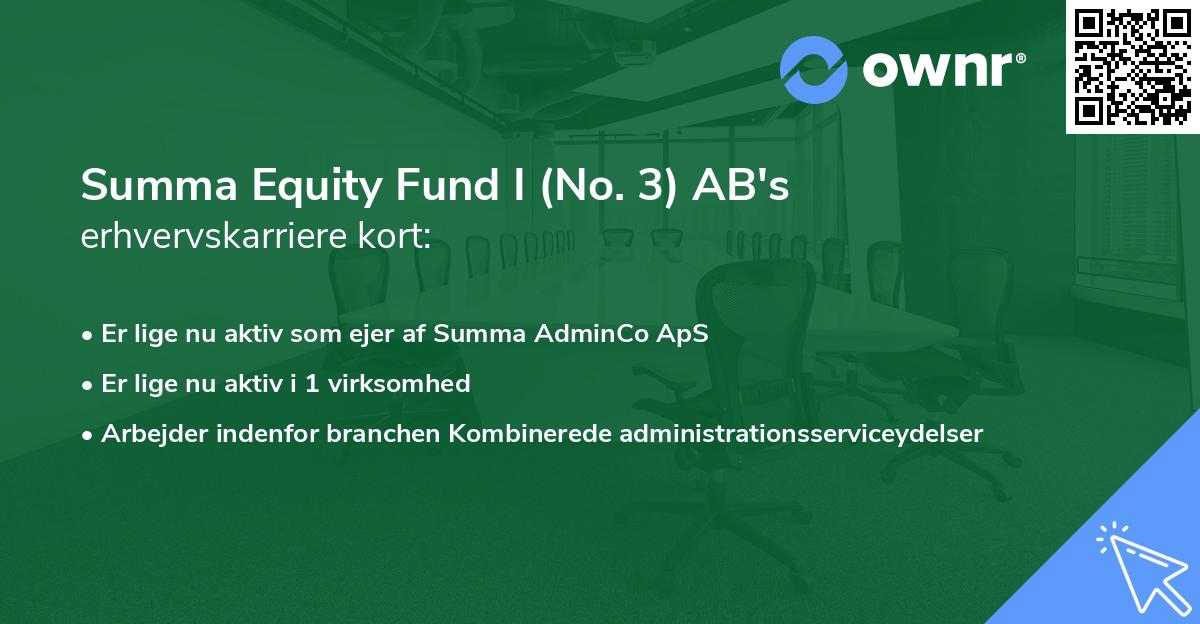 Summa Equity Fund I (No. 3) AB's erhvervskarriere kort