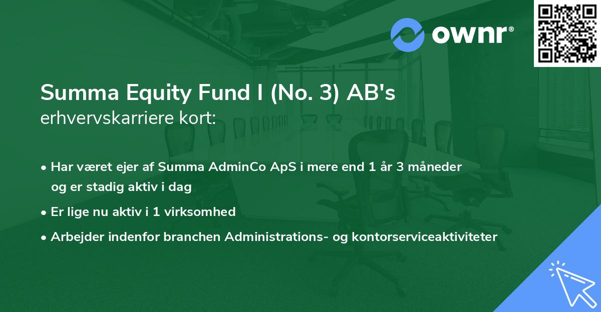 Summa Equity Fund I (No. 3) AB's erhvervskarriere kort