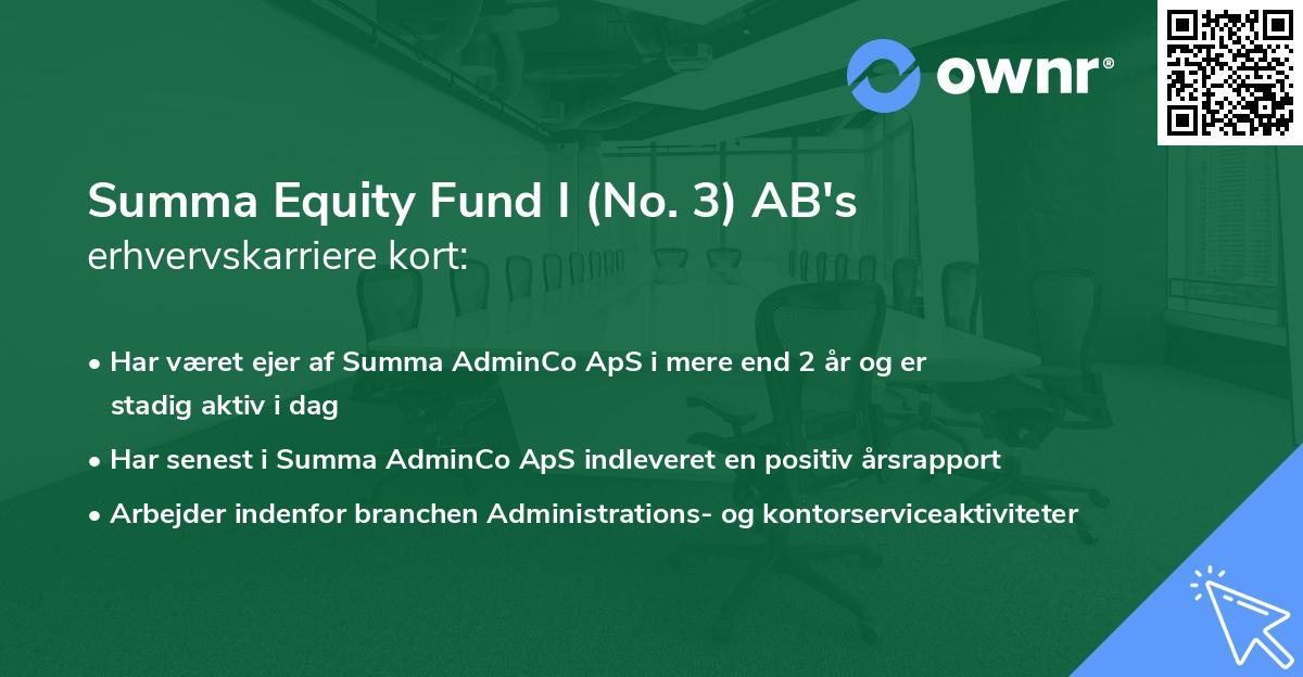 Summa Equity Fund I (No. 3) AB's erhvervskarriere kort