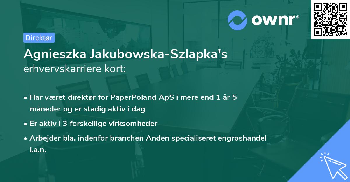 Agnieszka Jakubowska-Szlapka's erhvervskarriere kort