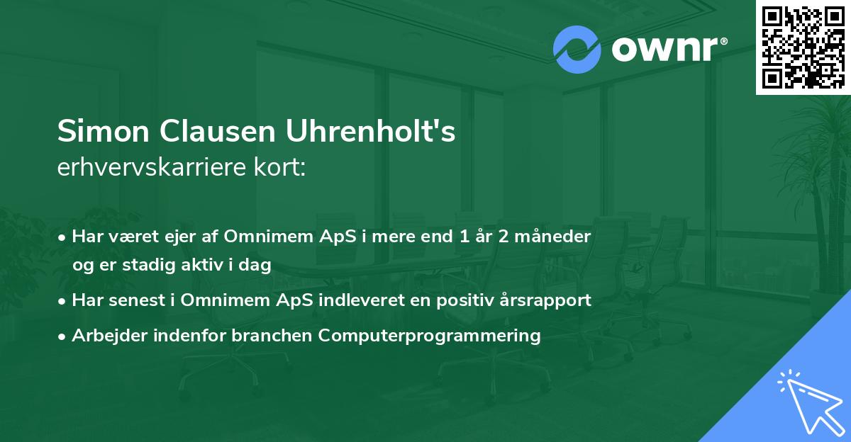 Simon Clausen Uhrenholt's erhvervskarriere kort
